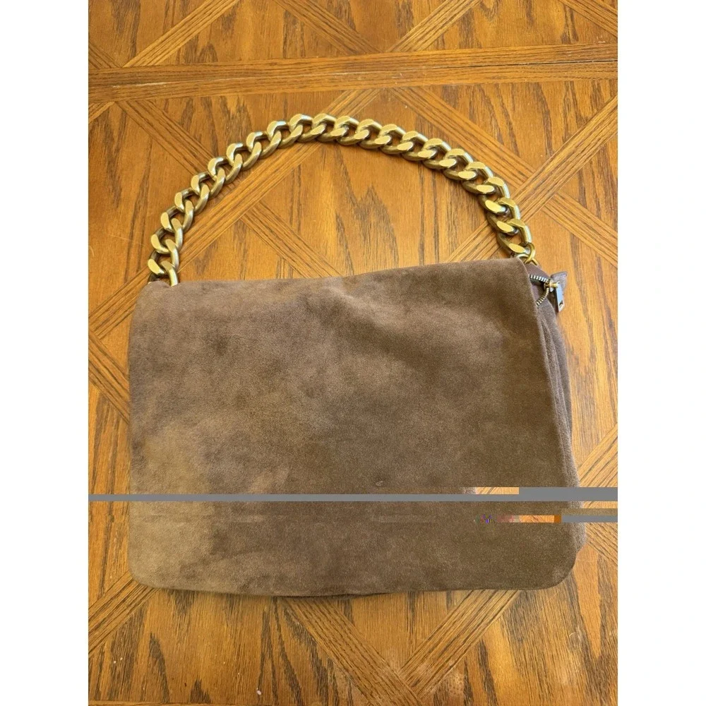 Viola Castanelli Brown Suede Leather Shoulder Bag Purse